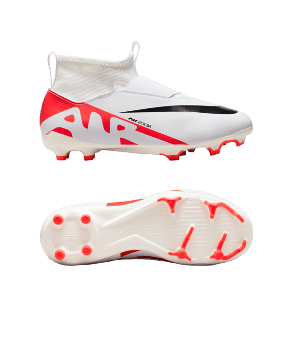Nike Jr Air Zoom Mercurial Superfly IX Academy FG/MG Ready Kids Rot Weiss Schwarz F600