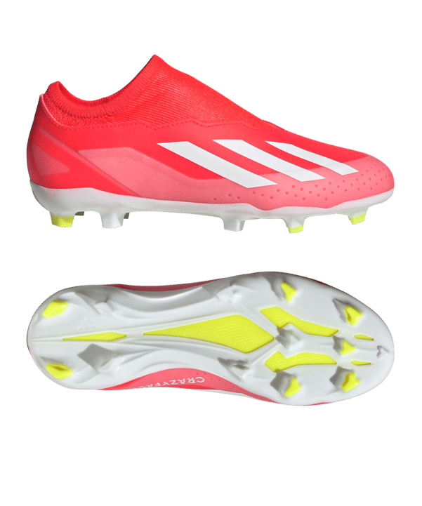 adidas X Crazyfast League LL FG Kids Energy Citrus Rot Weiss Gelb