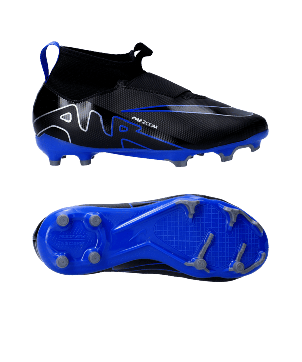 Nike Jr Air Zoom Mercurial Superfly IX Academy FG/MG Shadow Kids Schwarz Silber Blau F040
