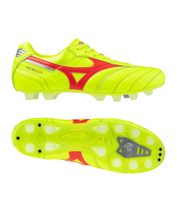 Mizuno Morelia II Made in Japan FG Dyna Gelb Rot Silber F45