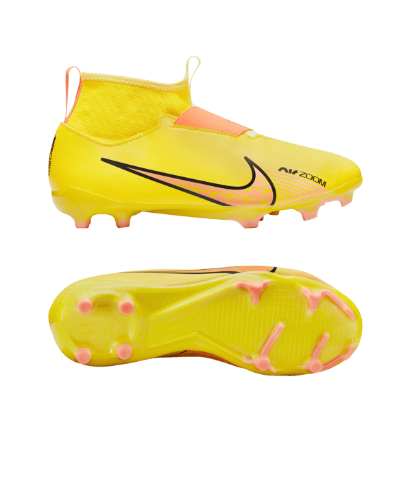 Nike Jr Air Zoom Mercurial Superfly IX Academy FG/MG Kids Lucent Gelb Rosa F780