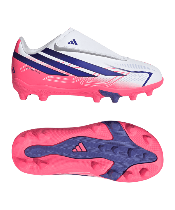 adidas F50 Hyperfast Club Hook and Loop FG/MG Chaos vs Control Kids Weiß